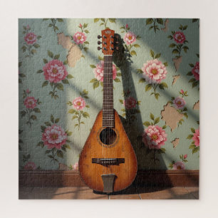 Quebra-cabeça Dulcimer Vintage Floral de Seis Cordas