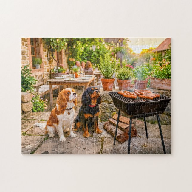 Quebra-cabeça Duo de Spaniel observando salsichas de churrasco n (Horizontal)