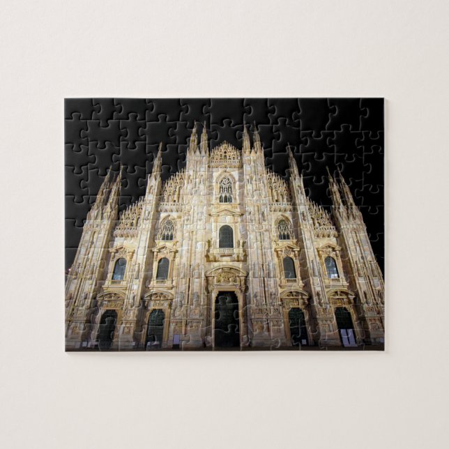 Quebra-cabeça Duomo di Milano à noite - 8x10 - 110 pc (Horizontal)