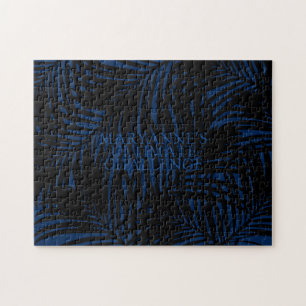 Quebra-cabeça Duro tropical preto e azul personalizado