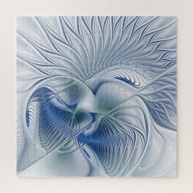 Quebra-cabeça Dynamics Fantasy Abstrato Blue Tones Arte Fractal (Vertical)