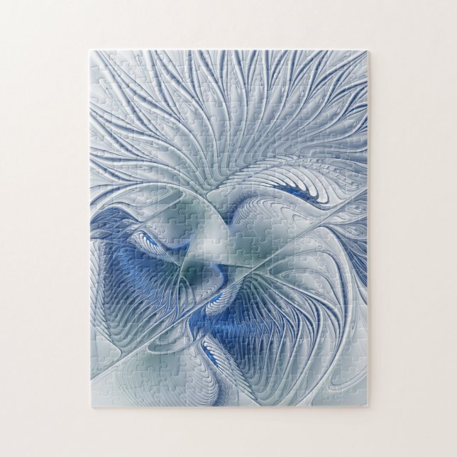 Quebra-cabeça Dynamics Fantasy Abstrato Blue Tones Arte Fractal (Vertical)