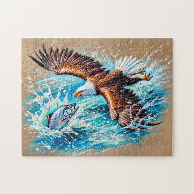 Quebra-cabeça Eagle voa sobre a caça fluvial para o salmão Paste (Horizontal)