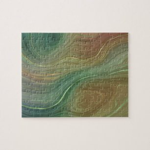 Quebra-cabeça Earthy Strata Emerald Green Brown Dourado Agate