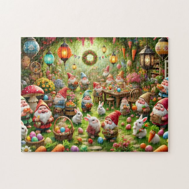Quebra-cabeça Easter Gnomes Whimsical Spring Garden Party (Horizontal)