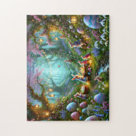 Quebra-cabeça Easter Woodland, Enchanted Forest, Spring Bunnies