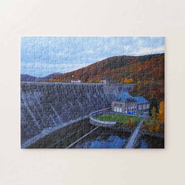 Quebra-cabeça Edersee Staumauer im Herbst (Horizontal)