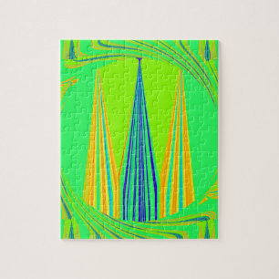 Quebra-cabeça Edgy Geometry Neon Design