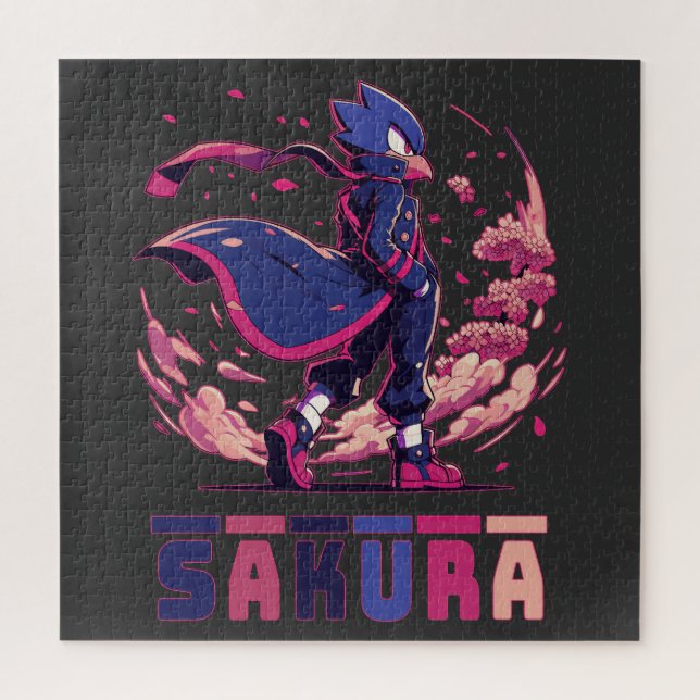 Quebra-cabeça Edgy Sakura Warrior Bird Anime Illustration (Vertical)