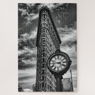 Quebra-cabeça Edifício Flatiron e Relógio em Preto e Branco
