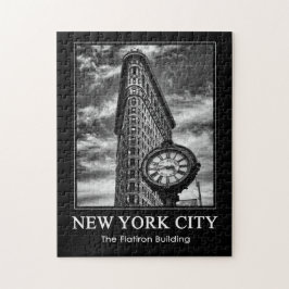 Quebra-cabeça Edifício Flatiron e Relógio em Preto e Branco 1C