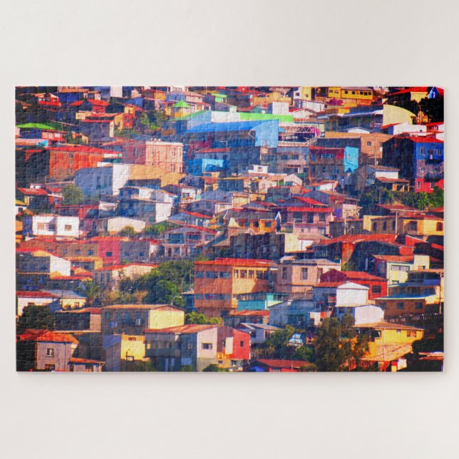 Quebra-cabeça edifícios coloridos de valparaíso (Horizontal)