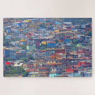 Quebra-cabeça edifícios coloridos de valparaiso
