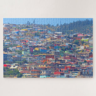 Quebra-cabeça edifícios coloridos do valparaiso