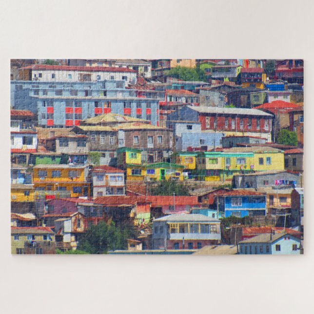 Quebra-cabeça edifícios coloridos valparaiso (Horizontal)