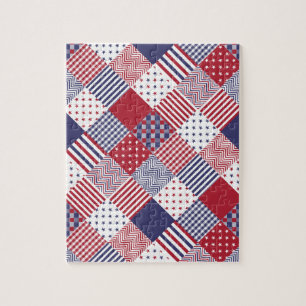 Quebra-cabeça Edredão branca dos EUA & azul vermelha diagonal