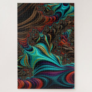 Quebra-cabeça Efeito 3-D Fractal Da Hélice Dupla De Torção Teal