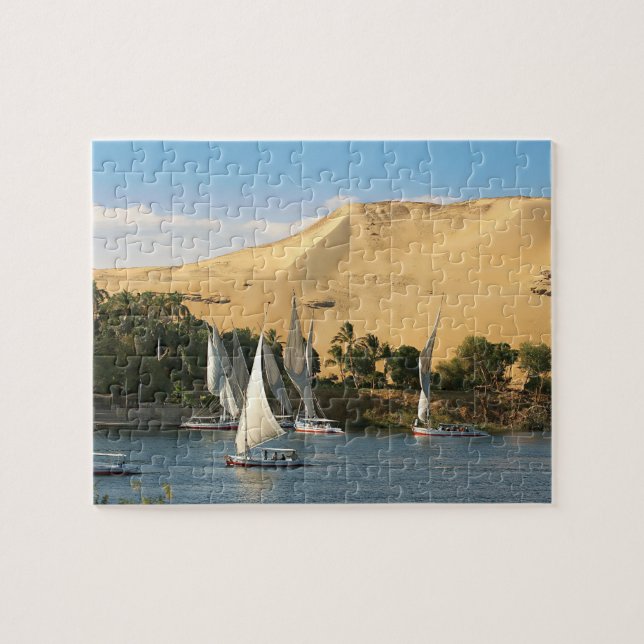 Quebra-cabeça Egito, Assuã, Rio Nilo, barcos a vela Felucca, 2 (Horizontal)
