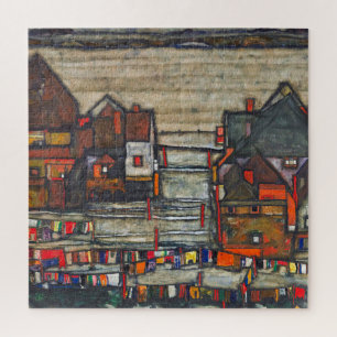 Quebra-cabeça Egon Schiele - casas com lavanderia