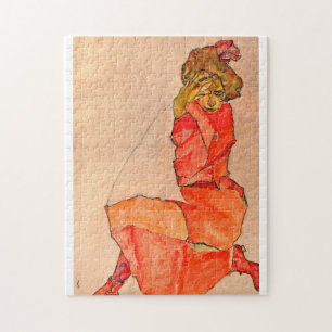 Quebra-cabeça Egon Schiele - Naufrágio De Vestido Vermelho Lara