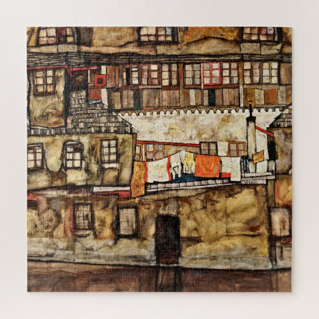Quebra-cabeça Egon Schiele - parede da casa no rio (Vertical)