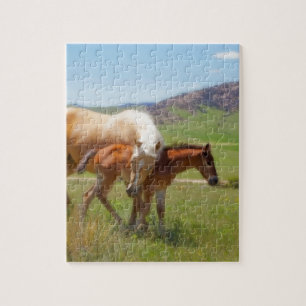 Quebra-cabeça Égua da foto do cavalo e de casa e de cozinha do
