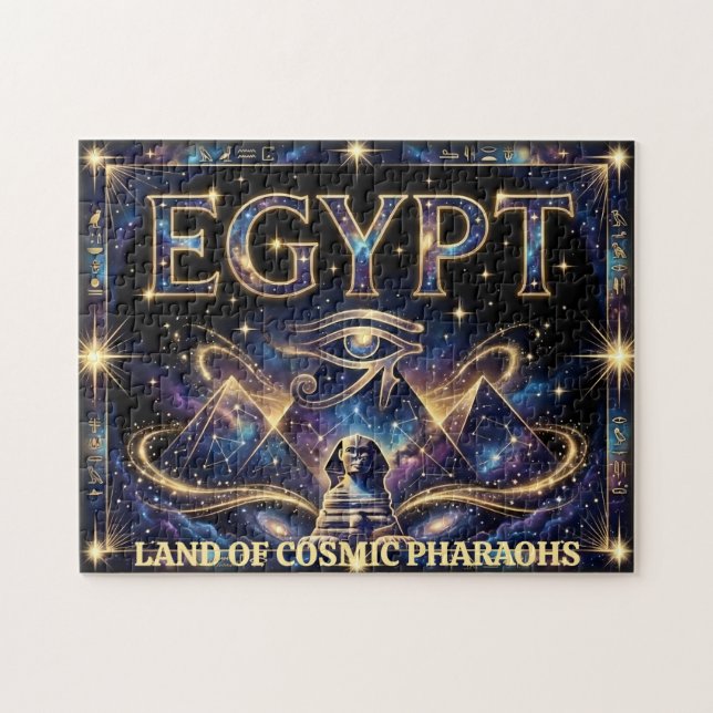 Quebra-cabeça Egyptian Eye of Horus Cosmic Pyramid Art (Horizontal)