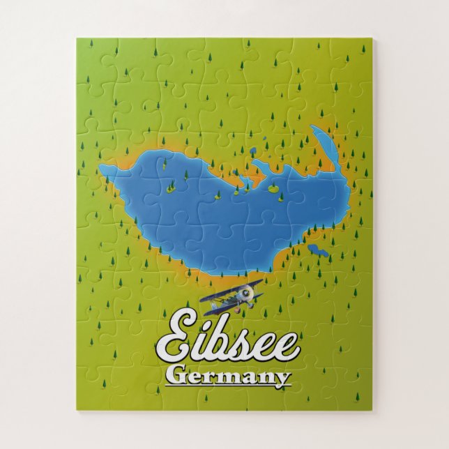 Quebra-cabeça Eibsee Alemanha poster de viagens. (Vertical)