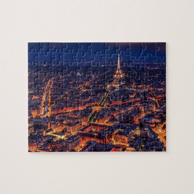 Quebra-cabeça Eiffel Tower Paris City Night Europe - Viagem (Horizontal)