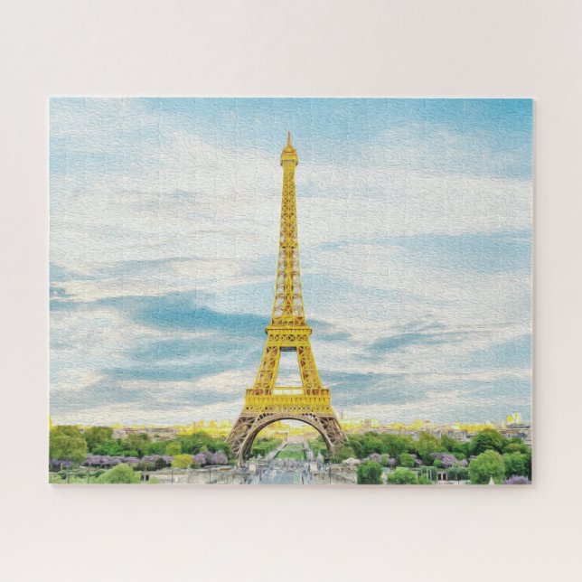 Quebra-cabeça Eiffel Tower Paris França Europa Pintura (Horizontal)