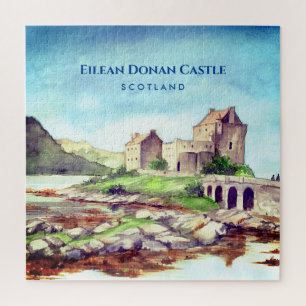 Quebra-cabeça Eilean Donan Castle Scotland Watercolor Painting