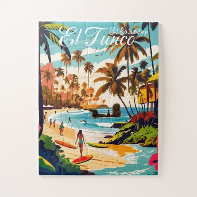 Quebra-cabeça El Tunco El Salvador - Viagem, Poster de retrorage (Vertical)