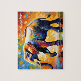 Quebra-cabeça Elefante Abstrato majestoso colorida