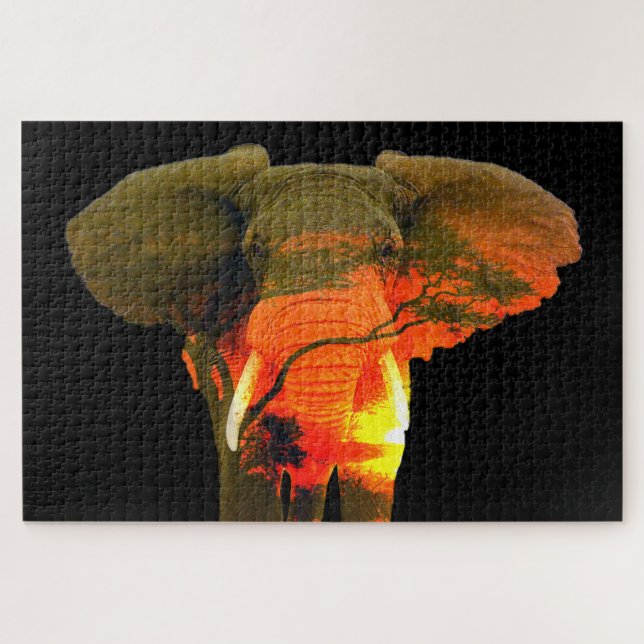 Quebra-cabeça Elefante Africano e Serengeti (Horizontal)