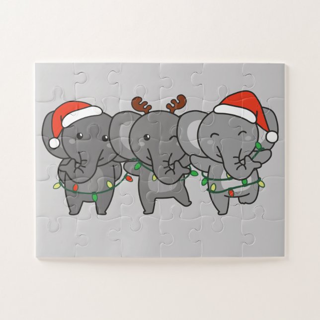 Quebra-cabeça Elefante Animais de Natal Bonitão (Horizontal)