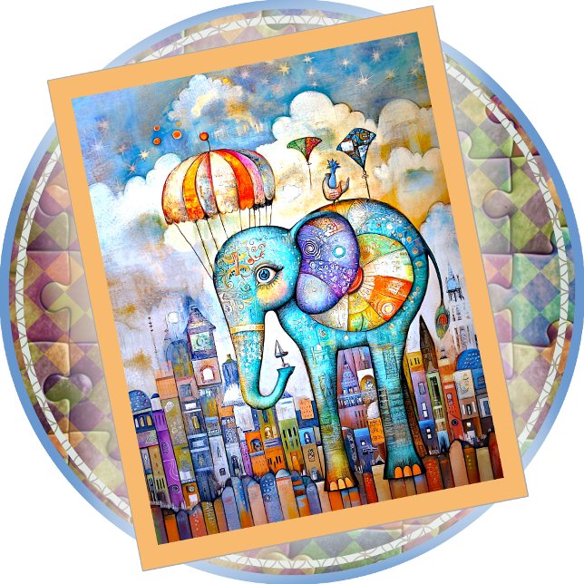 QUEBRA-CABEÇA - Elefante Azul Caindo na Cidade (Criador carregado)