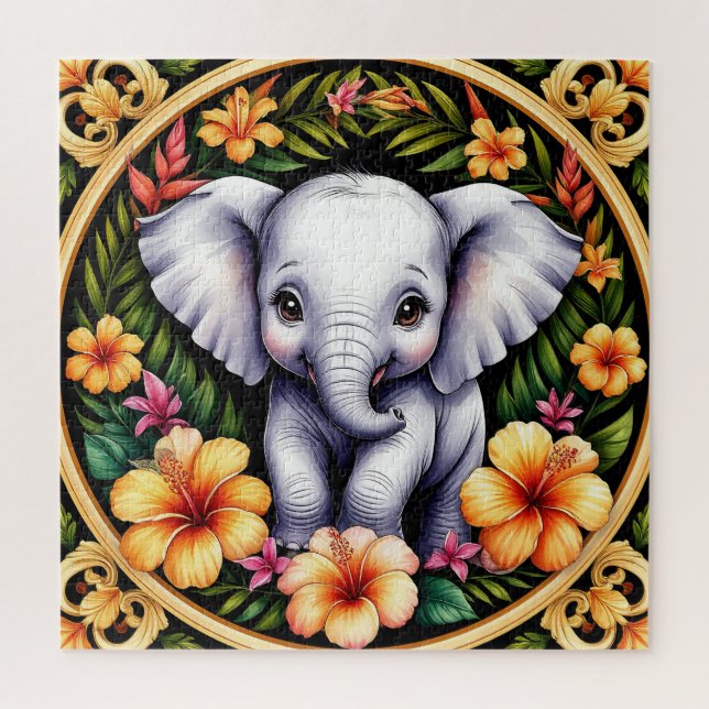 Quebra-cabeça Elefante Bebê Adorável (Vertical)