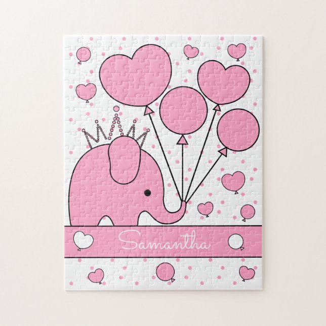 Quebra-cabeça Elefante Bebê Rosa Fofo (Vertical)