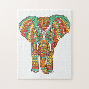 Quebra-cabeça Elefante Colorido Mandala