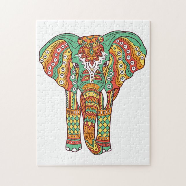 Quebra-cabeça Elefante Colorido Mandala (Vertical)