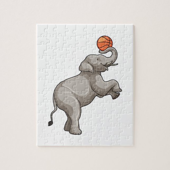 Quebra-cabeça Elefante com basquete (Vertical)