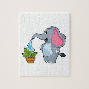 Quebra-cabeça Elefante com Planta