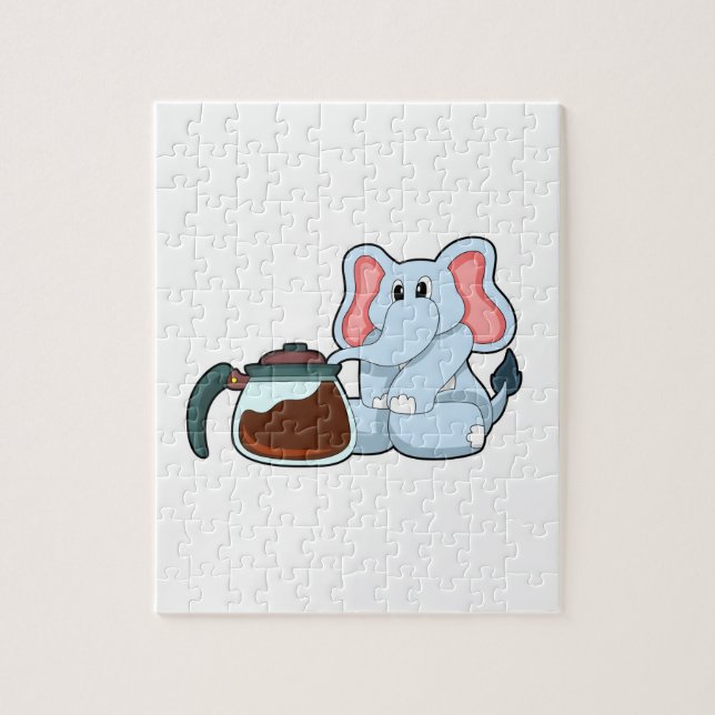 Quebra-cabeça Elefante com pote de café (Vertical)