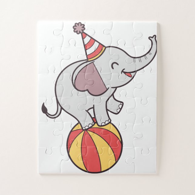 Quebra-cabeça Elefante de Circo Cento na Bola - Festa de anivers (Vertical)