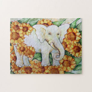 Quebra-cabeça Elefante de girassol