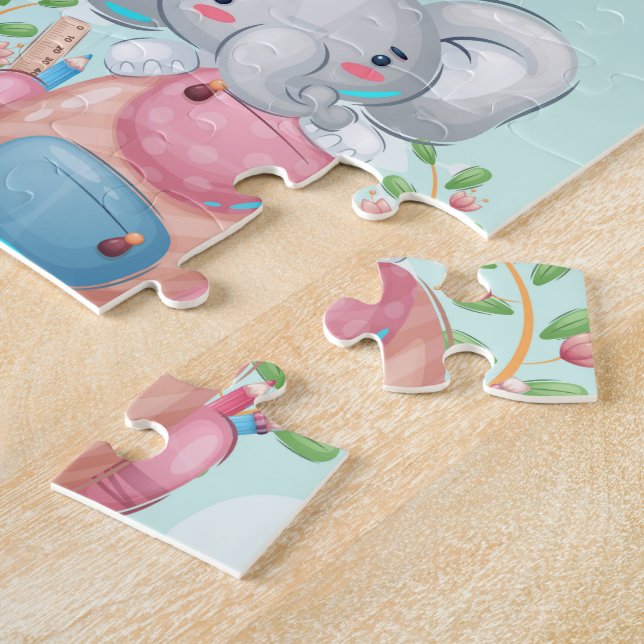 Quebra-cabeça Elefante de Volta às Aulas Estampado (Lateral)
