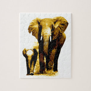 Quebra-cabeça Elefante e Bebê - Arte de Animais