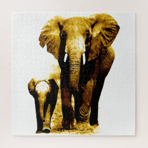 Quebra-cabeça Elefante e Bebê - Arte de Animais