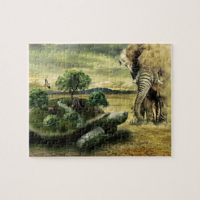 Quebra-cabeça Elefante e Tartaruga (Horizontal)