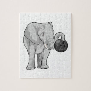 Quebra-cabeça Elefante em Boliches com Bola de boliche